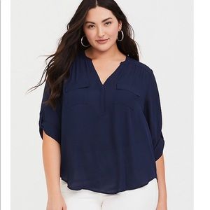 Torrid Harper blouse NWOT navy blue size 3